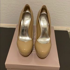 Beige platform heels